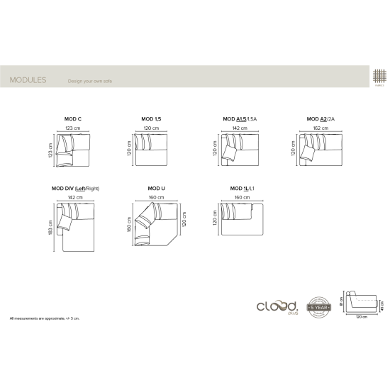 Stūra Dīvāns Easy (Neizvelkams) (Modulārs) image