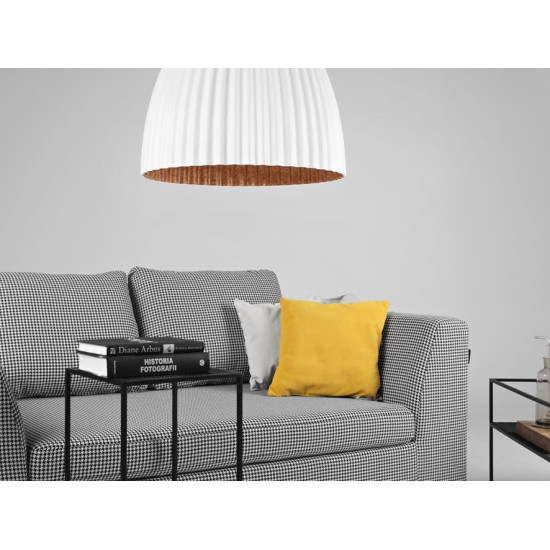Piekaramā lampa PLISSART M - balta/vara Piekaramā lampa PLISSART M - balta/vara