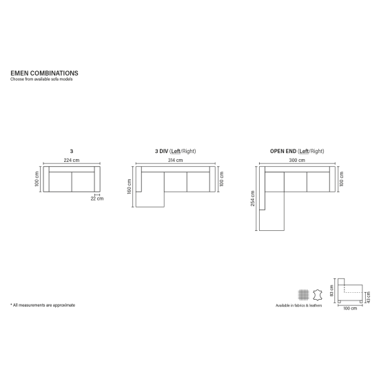 Emen Sofa (Non-Reclining) (Four-Seater, Modular)