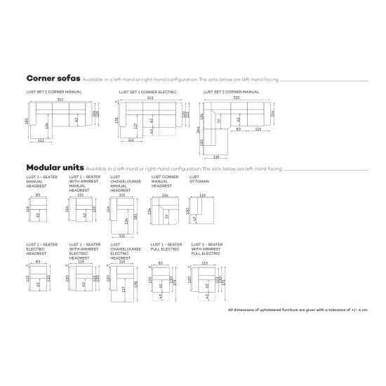 Dīvāns LUST Set 1 Corner manual (stūra, neizvelkams) Dīvāns LUST Set 1 Corner manual (stūra, neizvelkams)