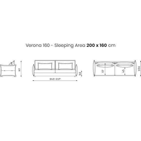 Dīvāns VERONA 3 (dīvāngulta 160x200, atverams)