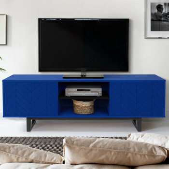 Camden TV kumode Blue Herringbone Print 