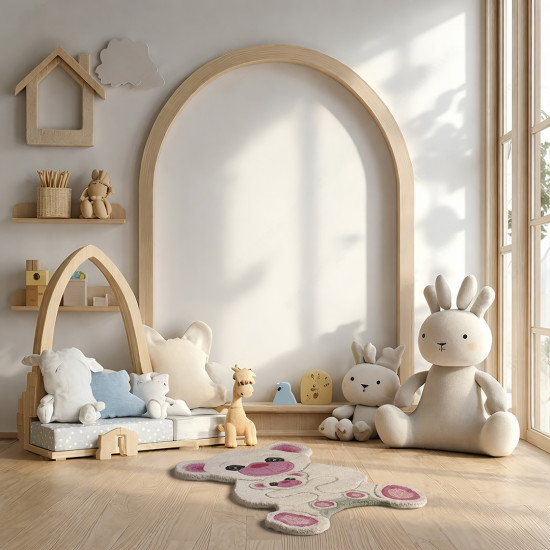 Paklājs ANIMALS POLAR BEAR IVORY/PINK, 60 × 90 cm